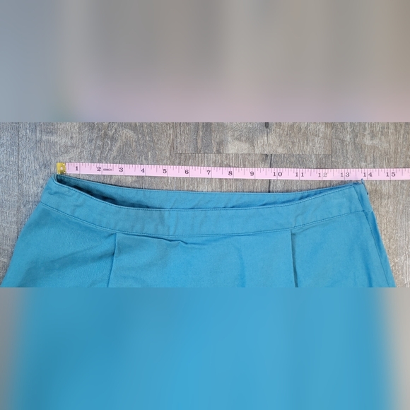 ModCloth A Line Pannel Pleated Skirt Women's M Robin's Egg Blue Hidden Pockets - Picture 7 of 9